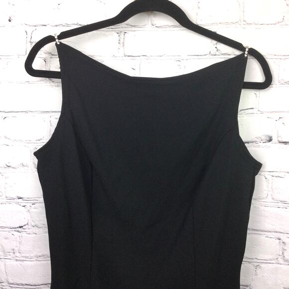 Scott McClintock Women's Black Boatneck Open Back Rhinestone Sleeveless Dress 10 - Picture 2 of 10